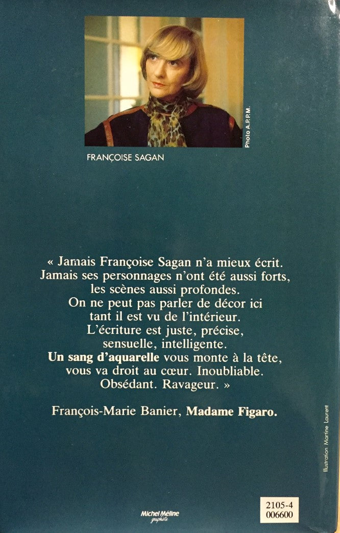 Livre Un sang d'aquarelle - Françoise Sagan (Livre d'occasion) - ISBN 2724236815