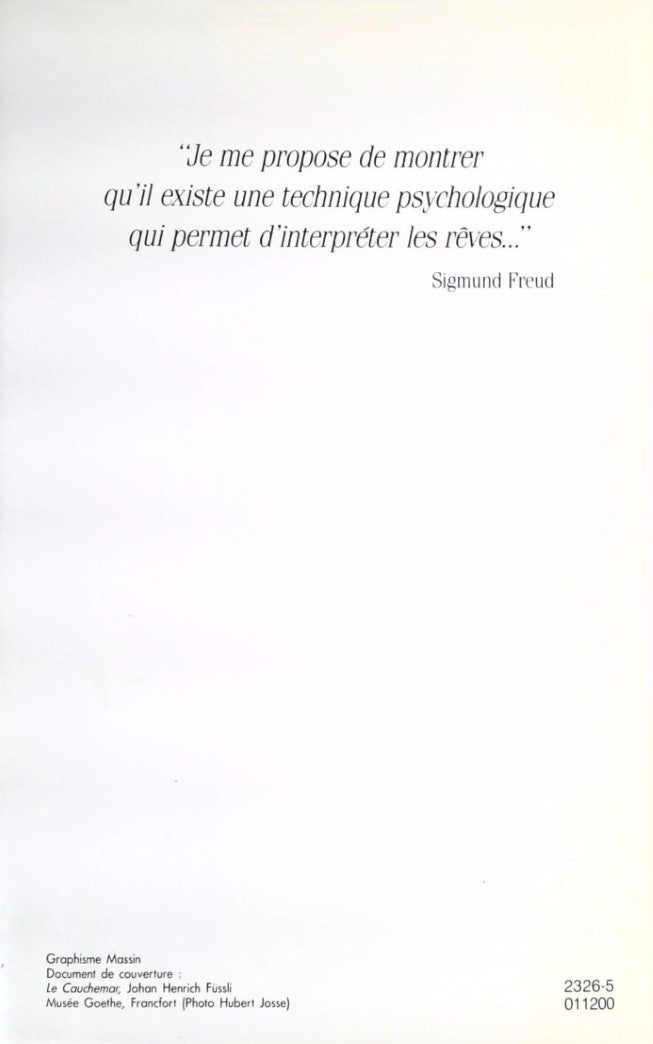 Livre L'Interpretation des Reves - Sigmund Freud (Livre d'occasion) - ISBN 2724242602