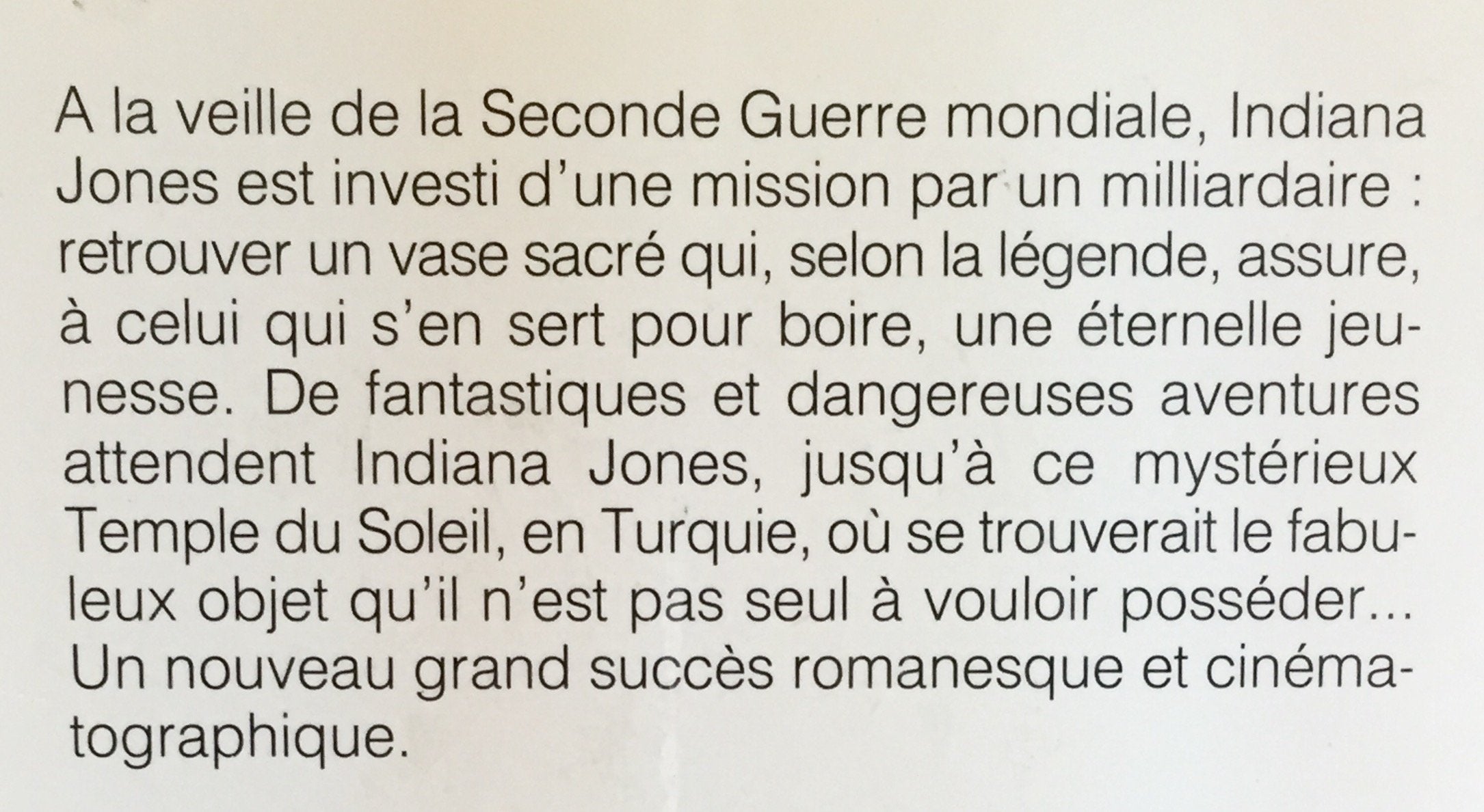 Livre Indiana Jones et la dernière Croisade - Rob MacGregor (Livre d'occasion) - ISBN 2724245466