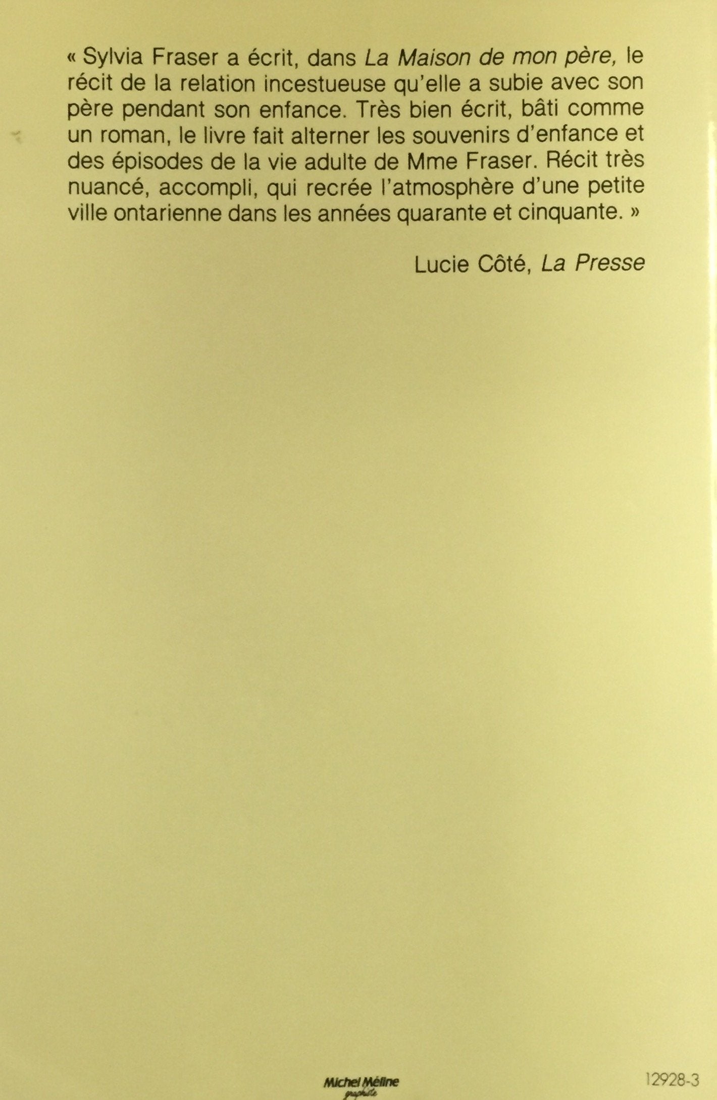 Livre La maison de mon père - Sylvia Fraser (Livre d'occasion) - ISBN 2724263197