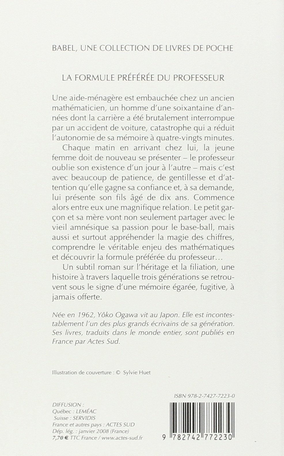 Livre La formule préférée du professeur - Yôki Ogawa (Livre d'occasion) - ISBN 2742772235