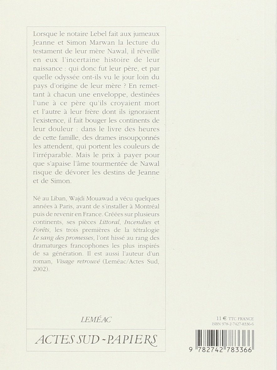 Incendie (2e édition) (Wajdi Mouawad)
