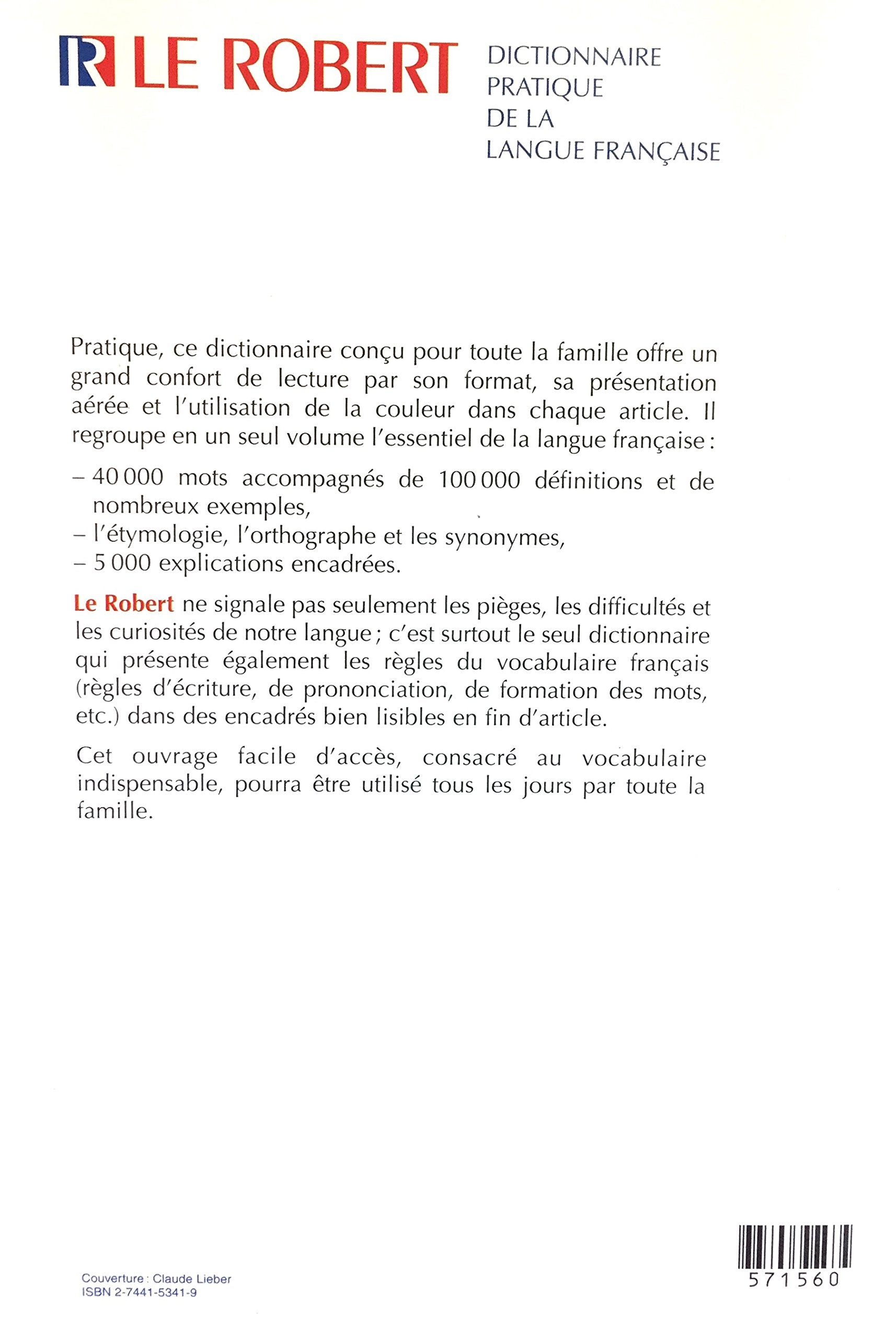 Livre Le Robert : Dictionnaire pratique de la langue française - Collectif (Livre neuf) - ISBN 27...
