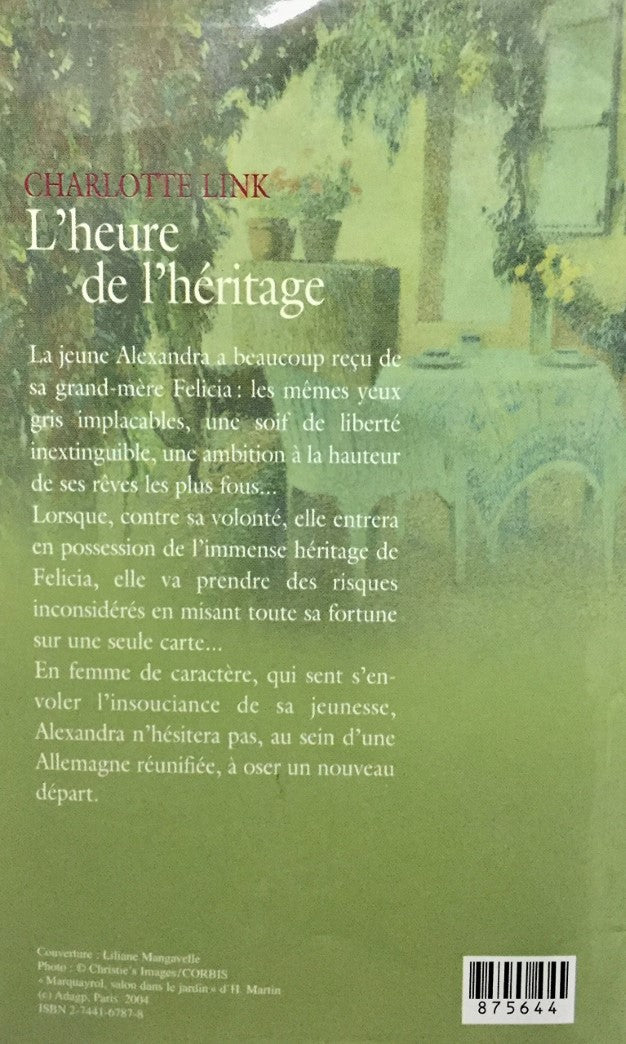 Livre L'heure de l'héritage - Charlotte Link (Livre d'occasion) - ISBN 2744167878