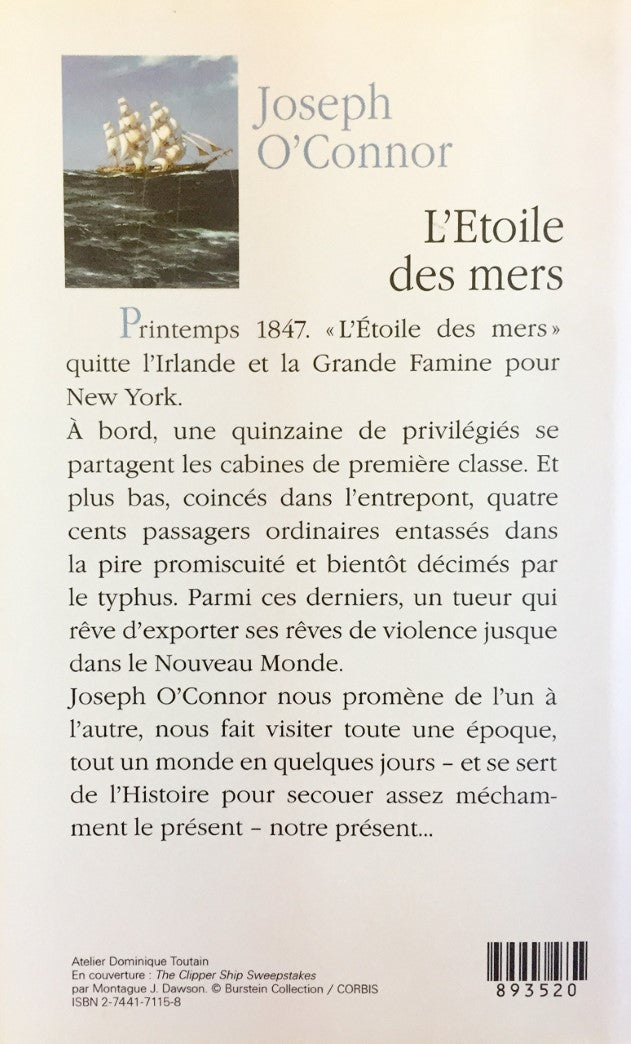 Livre L'étoile des mers - Joseph O'connor (Livre d'occasion) - ISBN 2744171158