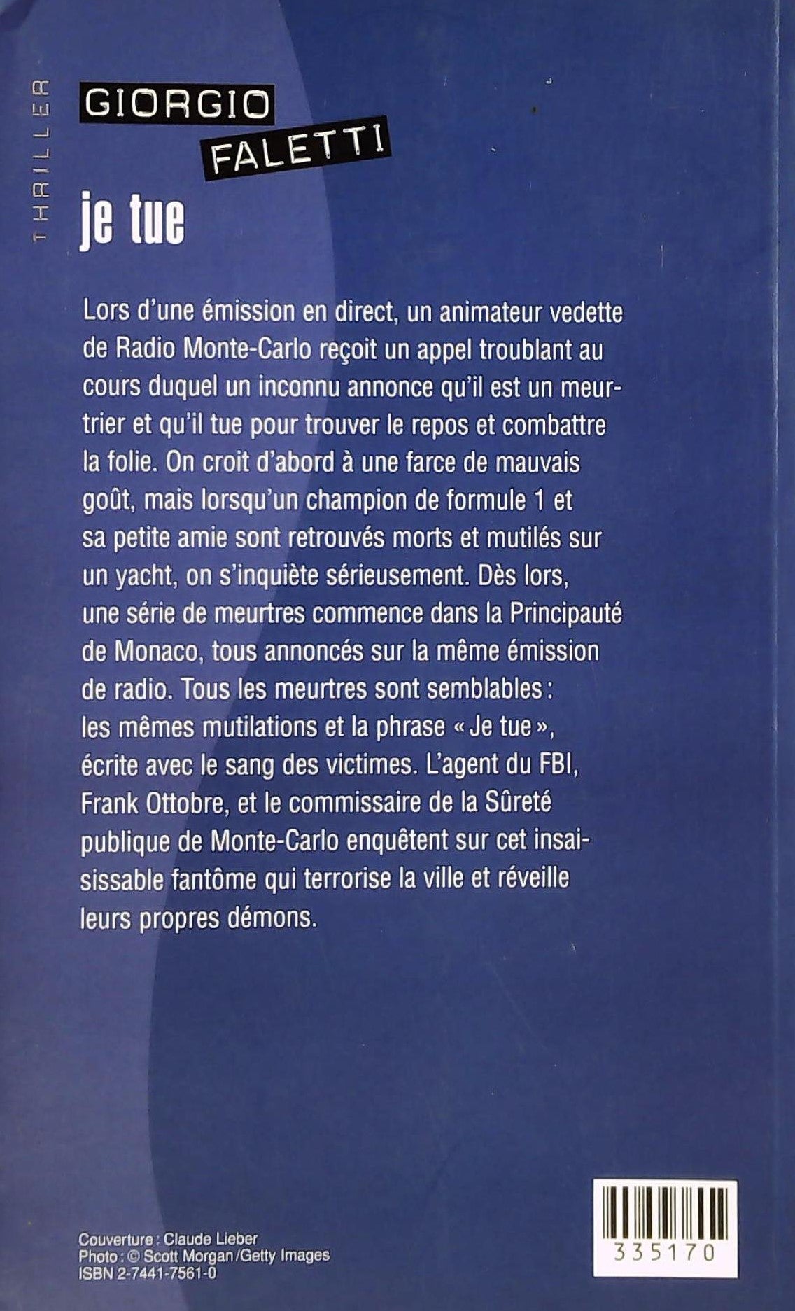 Livre Je tue (Giorgio Faletti) (Livre d'occasion) - ISBN 2744175610