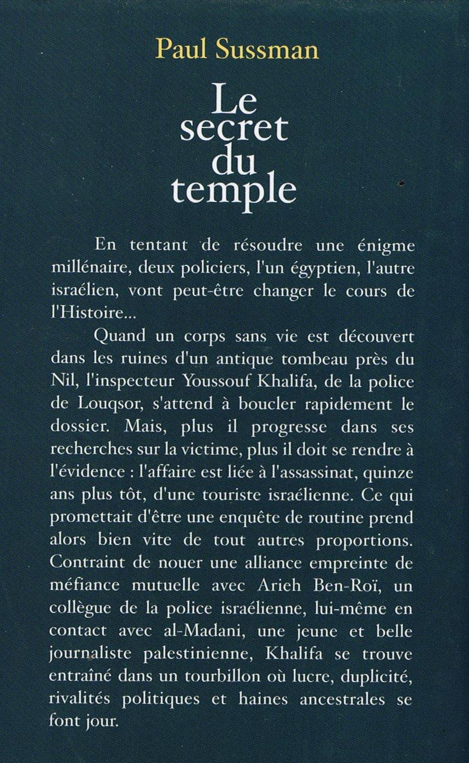 Livre Le secret du temple - Paul Sussman (Livre d'occasion) - ISBN 2744191833