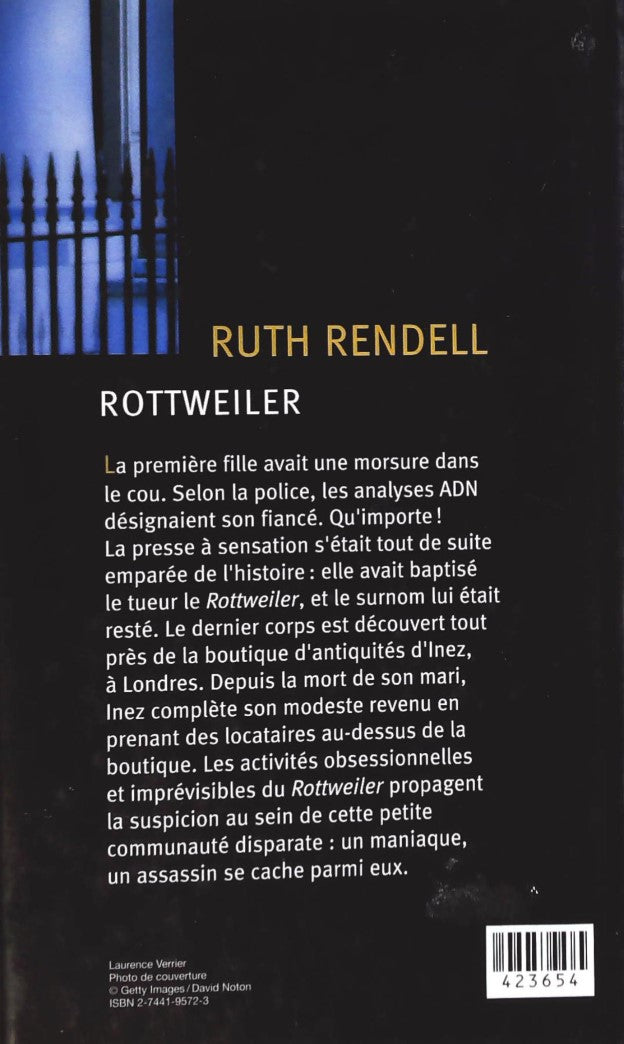 Livre Rottweiler (FR) - Ruth Rendell (Livre d'occasion) - ISBN 2744195723