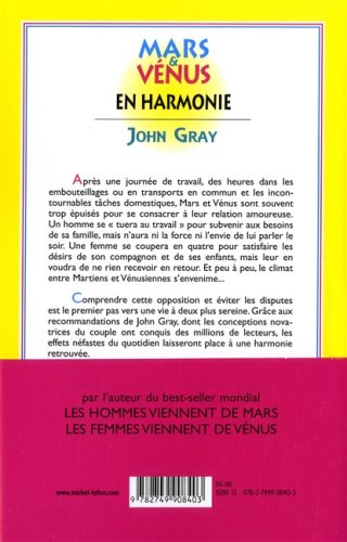 Livre Mars et Vénus en harmonie - John Gray (Livre d'occasion) - ISBN 274990840X