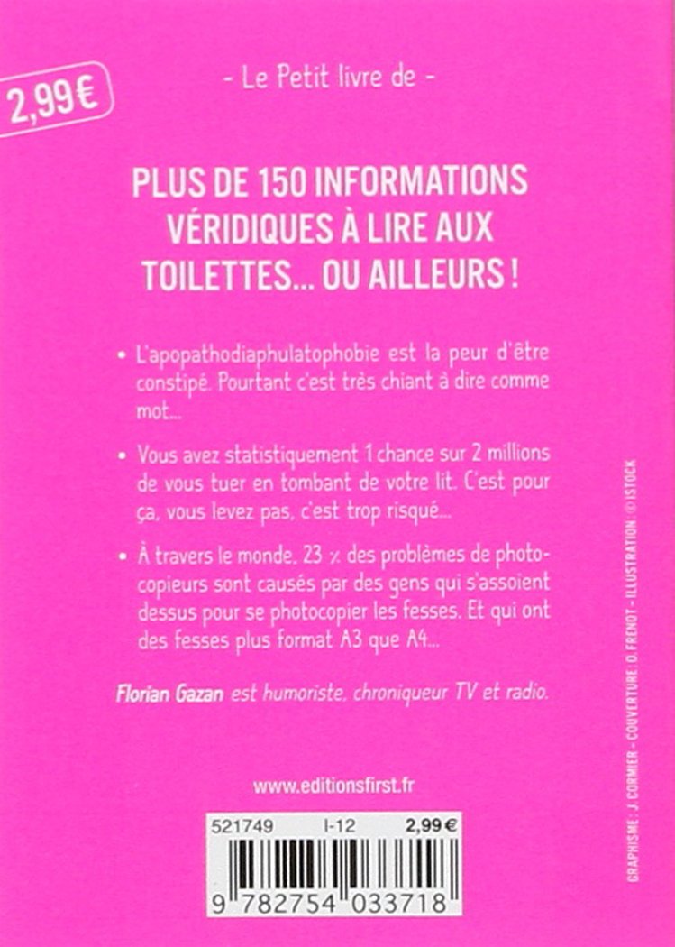 Livre Le petit livre à lire aux toilettes - Florian Gazon (Livre neuf) - ISBN 2754033718