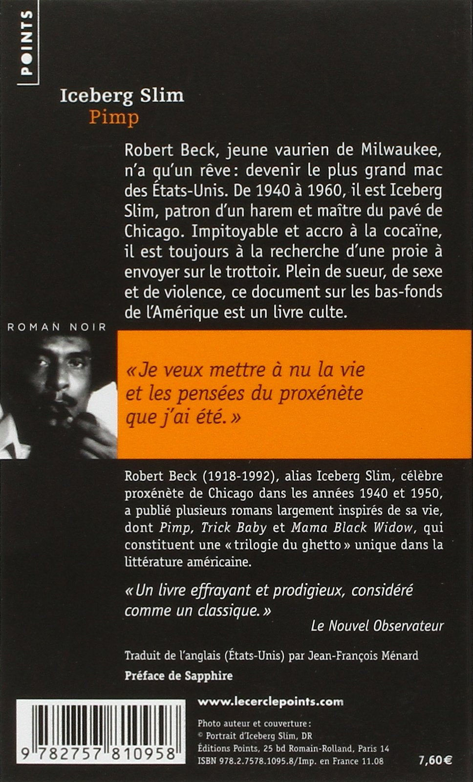 Livre Pimp : Mémoires d'un maquereau - Iceberg Slim (Livre d'occasion) - ISBN 2757810952