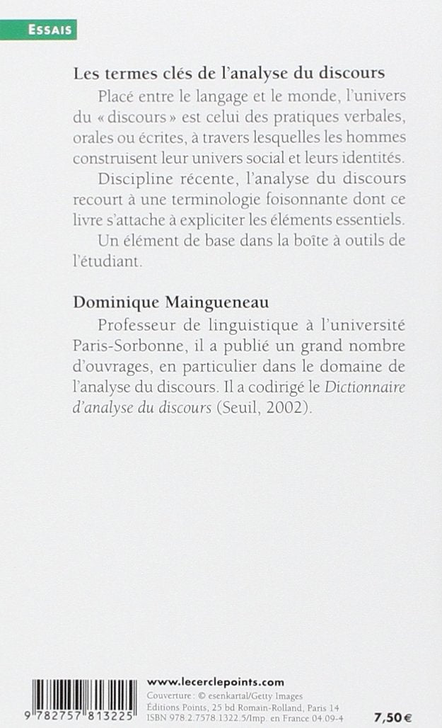 Livre Les termes clés de l'analyse du discours - Dominique Maingueneau (Livre d'occasion) - ISBN ...