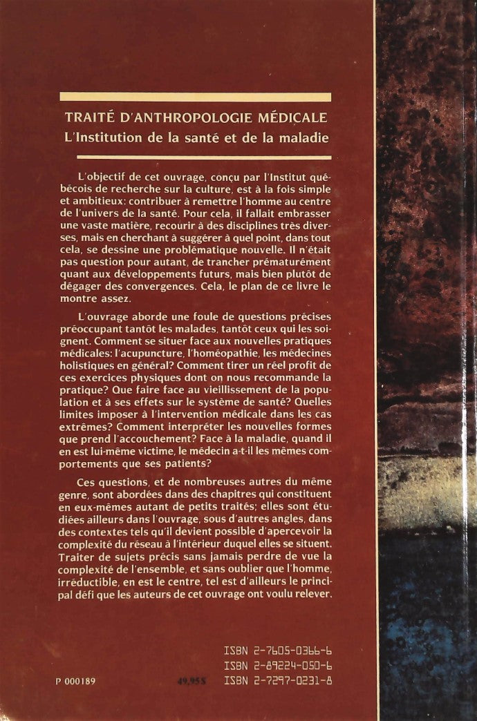 Livre Traité d'anthropologie médicale - Jacques Dufresne (Livre d'occasion) - ISBN 2760503666