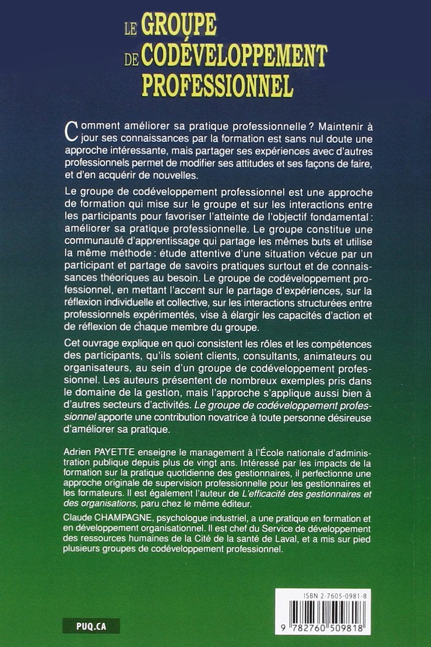 Livre Groupe de codéveloppement professionnel - Payette (Livre d'occasion) - ISBN 2760509818