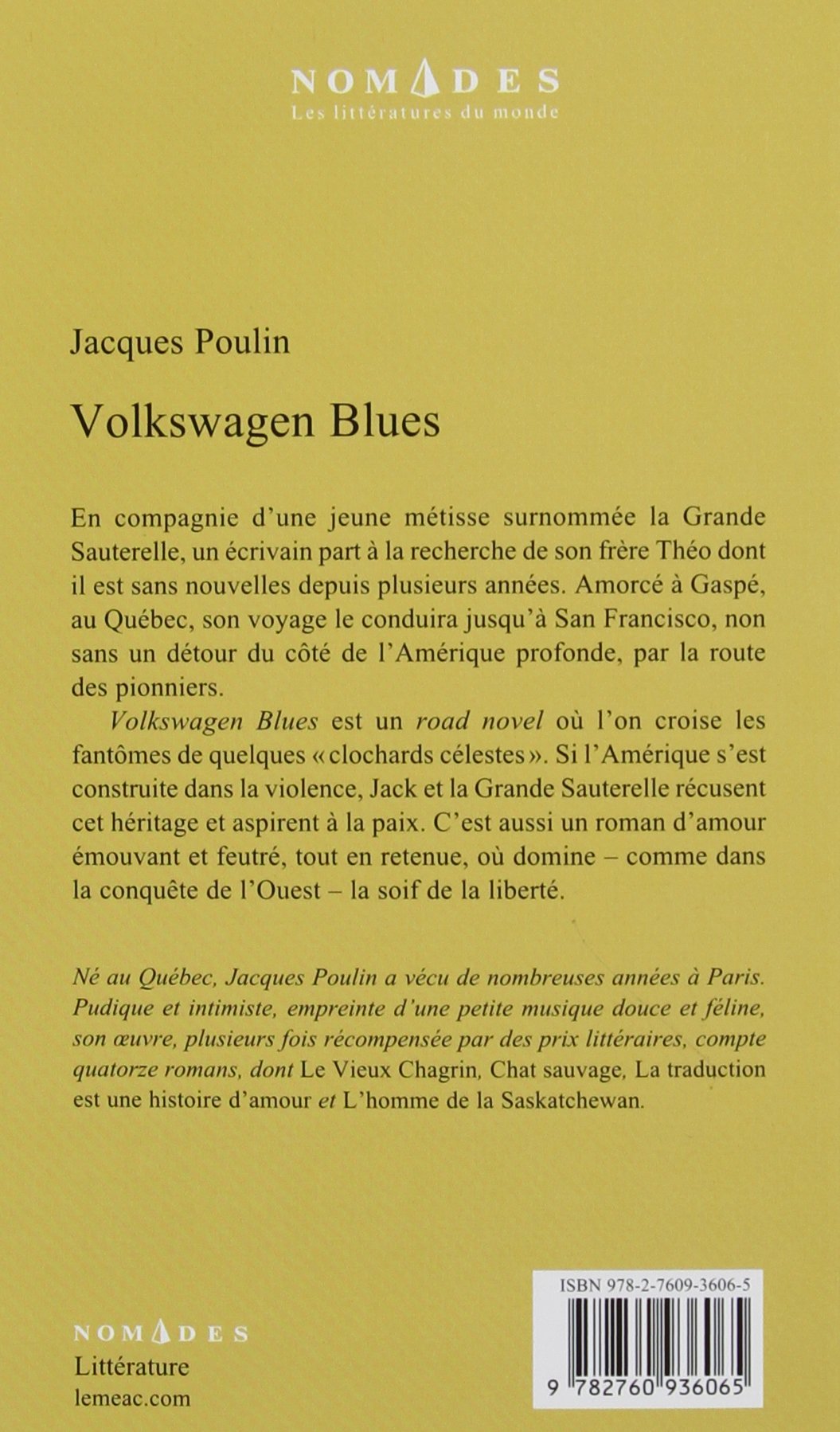 Livre Volkswagen Blues - Jacques Poulin (Livre d'occasion) - ISBN 2760936066