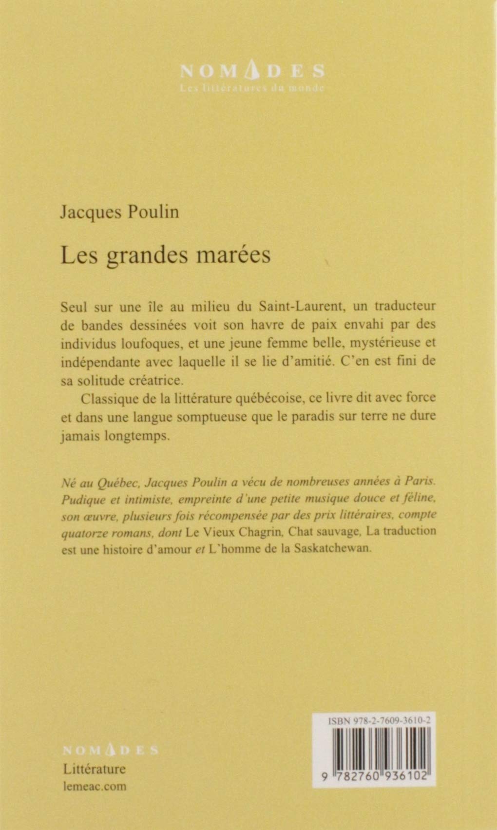 Livre Les grandes marées (Jacques Poulin) (Livre d'occasion) - ISBN 2760936104