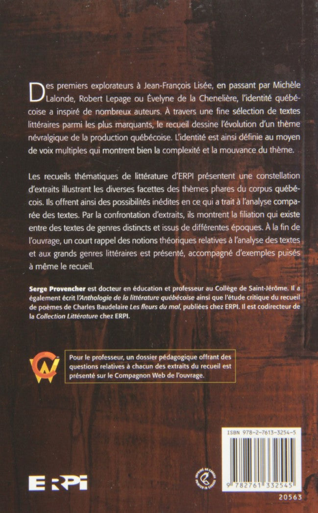 Livre Quête identitaire et littérature de Canadien à Québécois - Serge Provencher (Livre d'occasi...