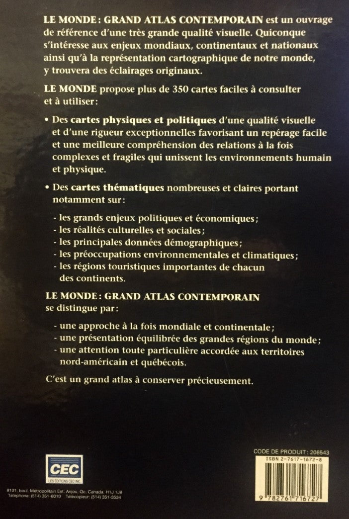Livre Le monde : Grand atlas contemporain - Collectif (Livre d'occasion) - ISBN 2761716728