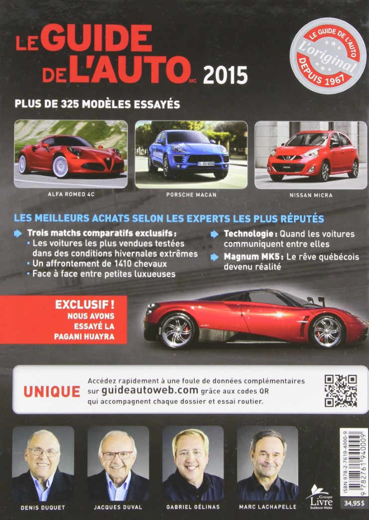 Livre Le Guide de l'Auto 2015 (Denis Duquet, Marc Lachapelle, Gabriel Gélinas) (Livre...