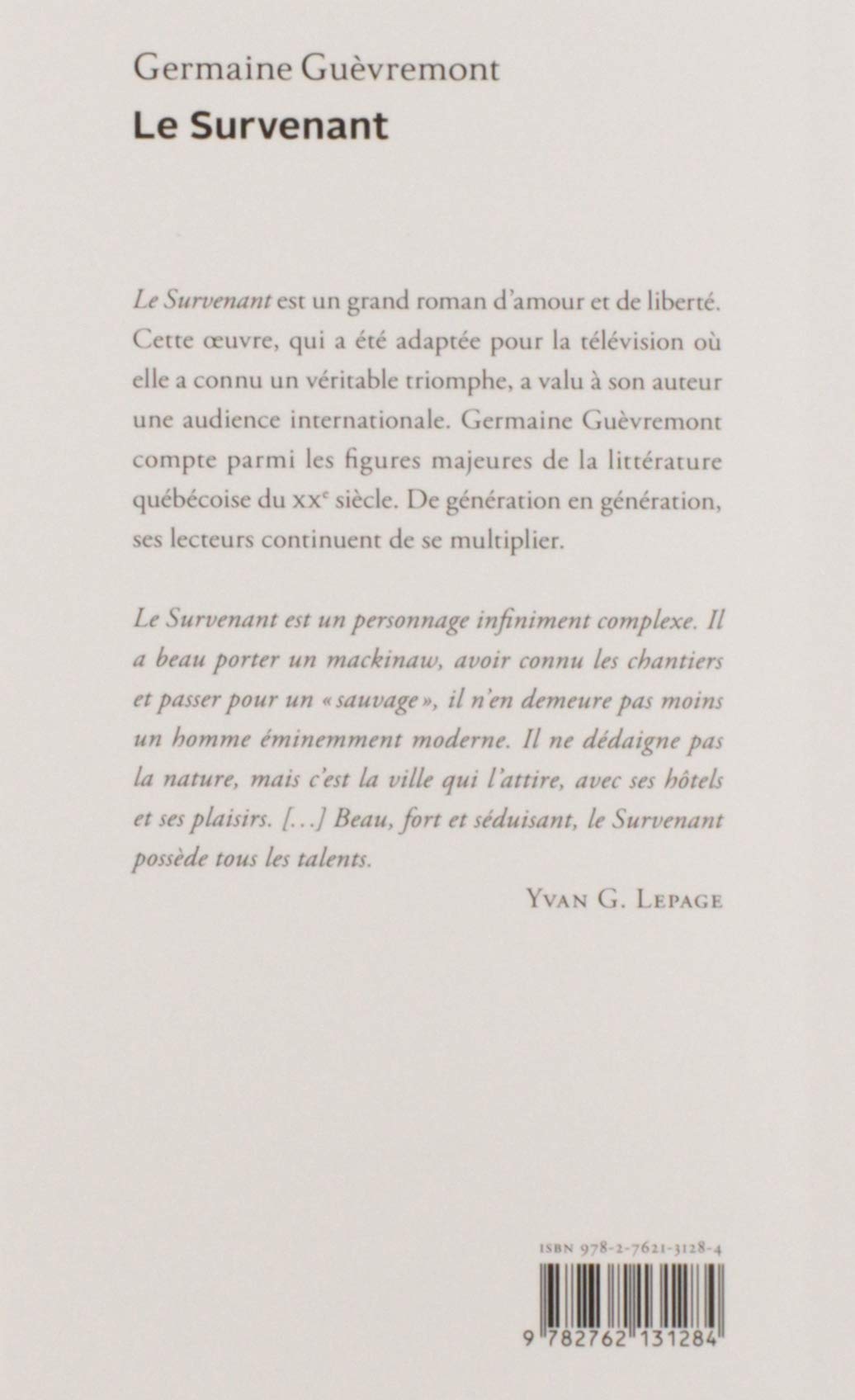 Livre Le survenant - Germaine Guèvremont (Livre d'occasion) - ISBN 2762131286