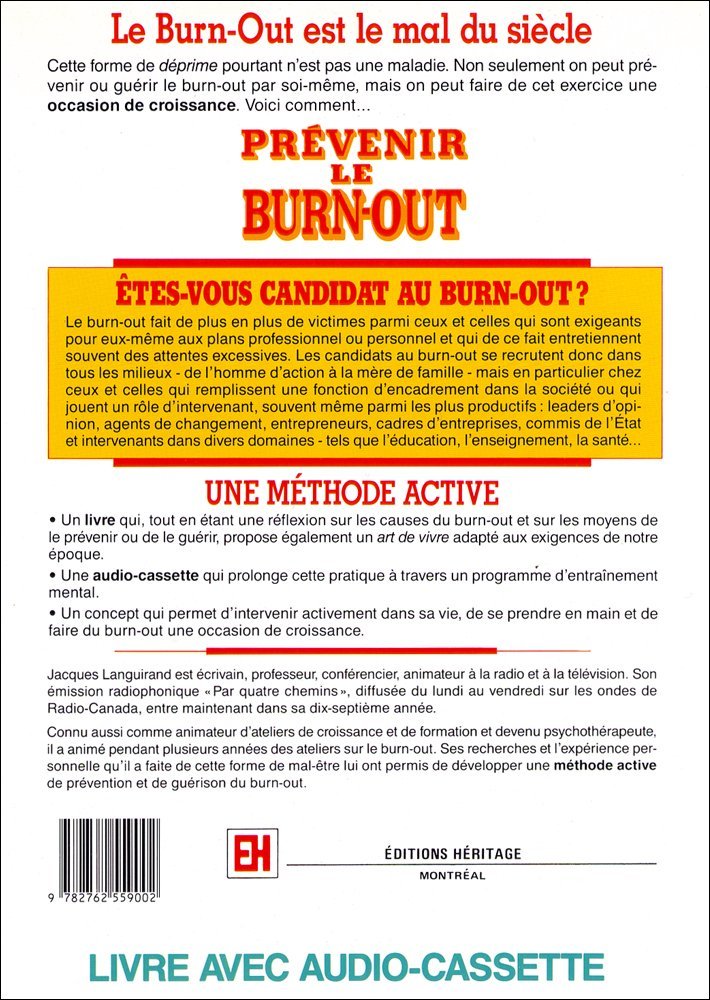 Livre Prévenir le burn-out - Jacques Languirand (Livre d'occasion) - ISBN 2762559006