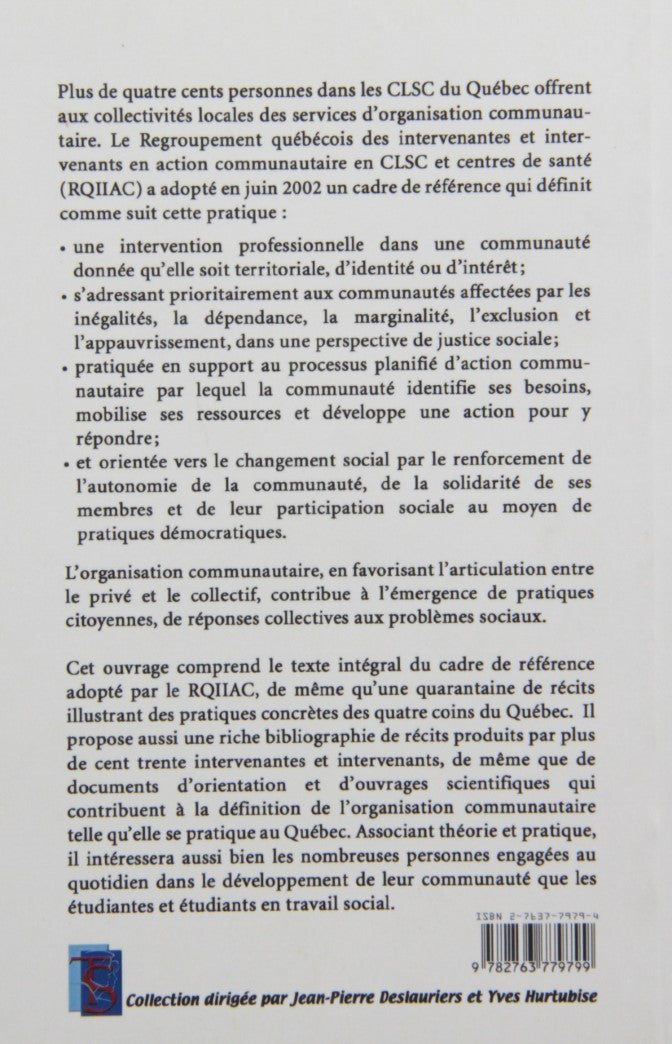 Livre L'organisation communautaire en CLSC : cadre de référence et pratique - René Lachapelle (Li...