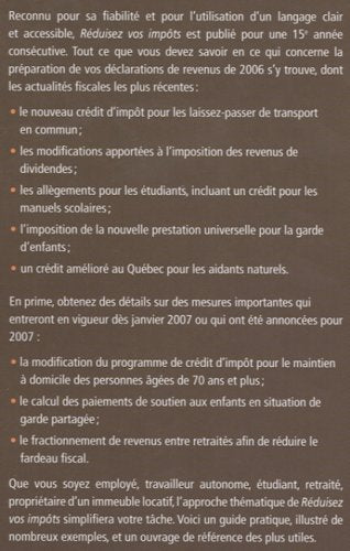 Livre Réduisez vos impôts (janvier 2007 - Danièle Boucher (Livre neuf) - ISBN 2764011776