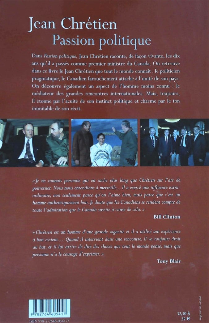 Livre Passion politique - Jean Chrétien (Livre neuf) - ISBN 2764605412