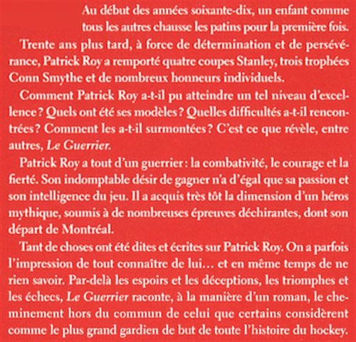 Le guerrier : Patrick Roy (Michel Roy)