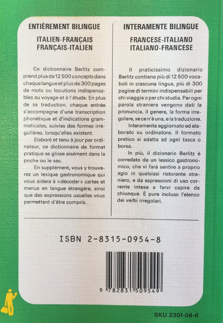 Livre Dictionnaire italienn-français francese-italiano - Berlitz (Livre d'occasion) - ISBN 283150...