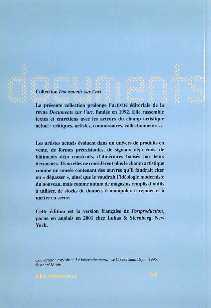 Livre Postproduction - Nicolas Bourriaud (Livre d'occasion) - ISBN 2840661012