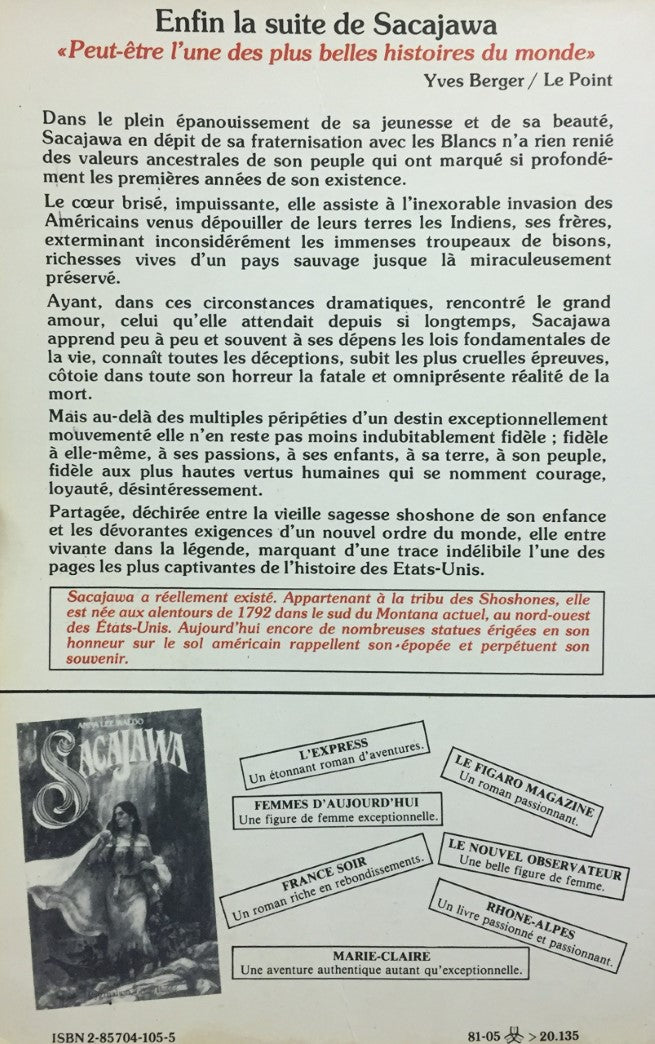 Livre La dernière piste de Sacajawa - Anna Lee Waldo (Livre d'occasion) - ISBN 2857041055