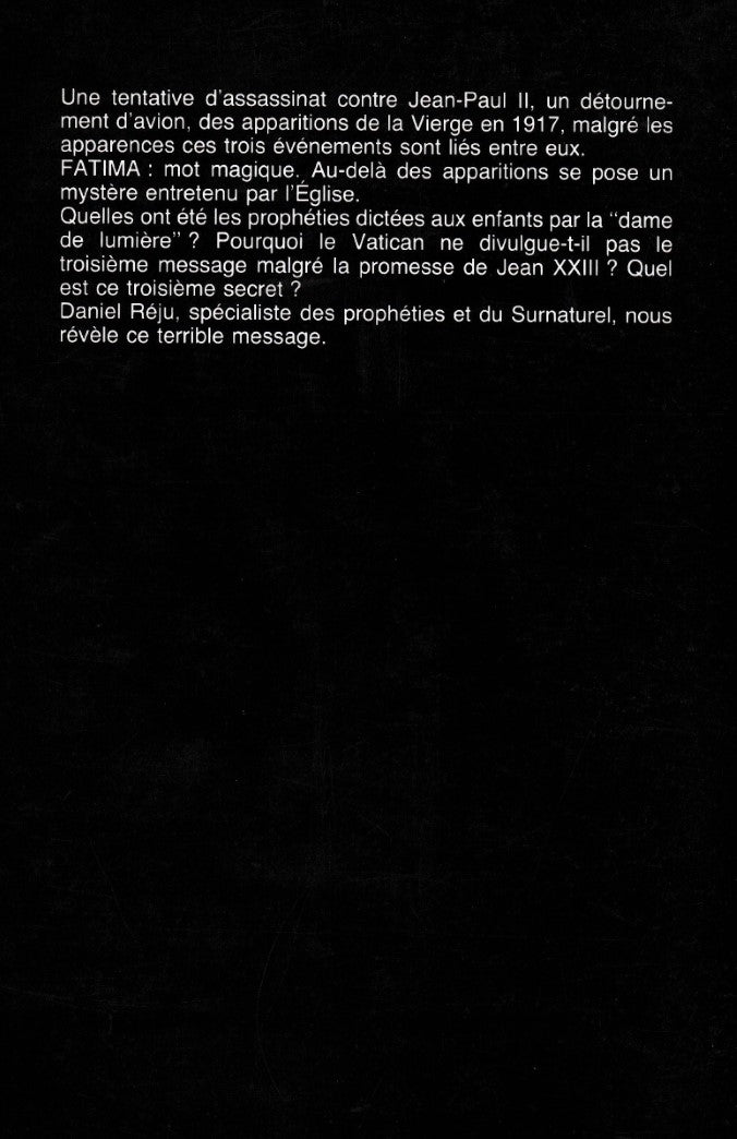 Livre Le troisième secret de Fatima - Daniel Réju (Livre d'occasion) - ISBN 2890011135