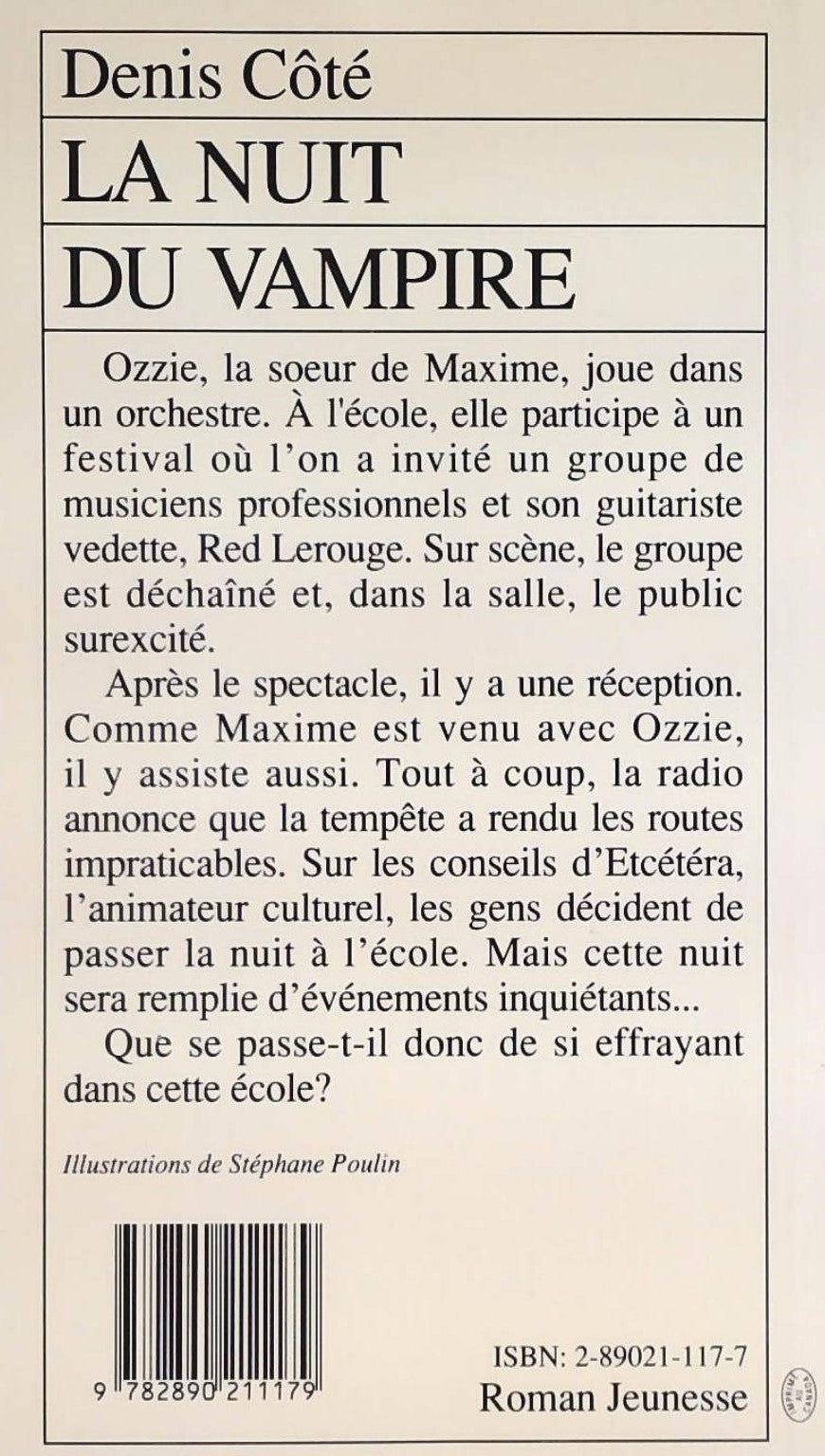 Livre La nuit du vampire - Denis Côté (Livre d'occasion) - ISBN 2890211177