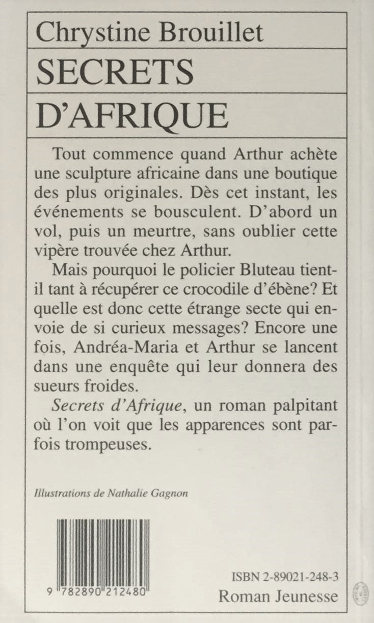 Livre Secret d'Afrique - Chrystine Brouillet (Livre d'occasion) - ISBN 2890212483