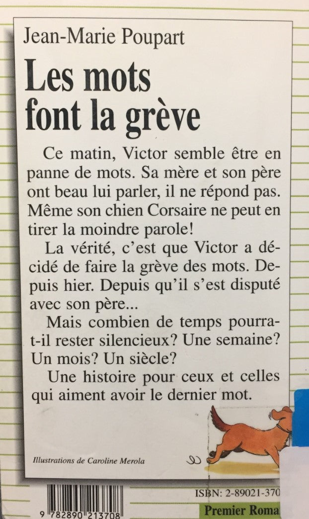 Livre Premier roman # 84 : Les mots font la grève (Jean-Marie Poupart) (Livre d'occasion) - ISBN...