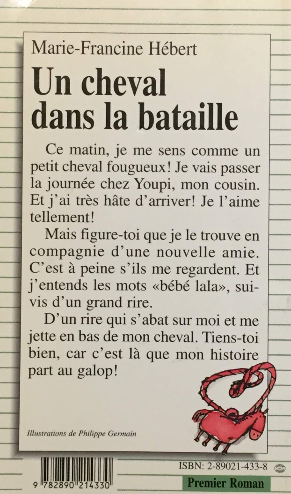 Livre Un cheval dans la bataille - Marie-France Hébert (Livre d'occasion) - ISBN 2890214338