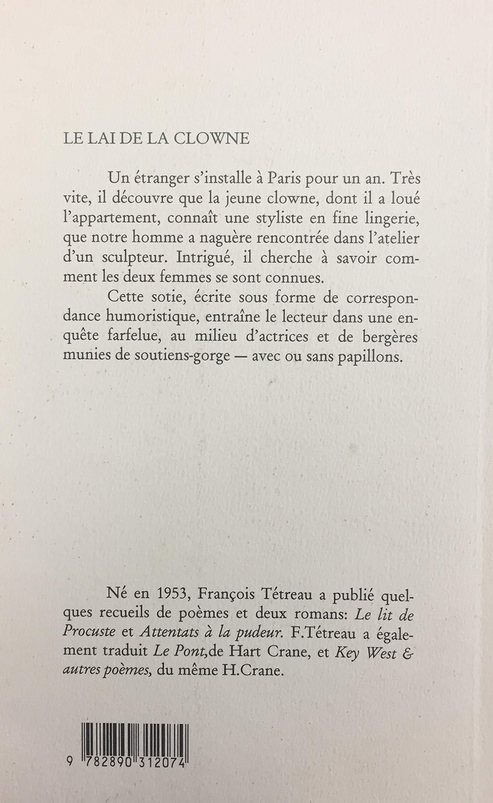Livre Le Lai de la Clowne - Francoys Tétreav (Livre d'occasion) - ISBN 2890312070