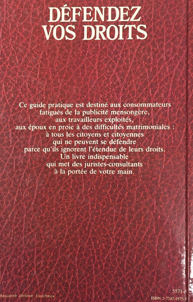 Livre Défendez vos droits : Les problèmes juridiques courants rencontrés par la majorité d'entre ...