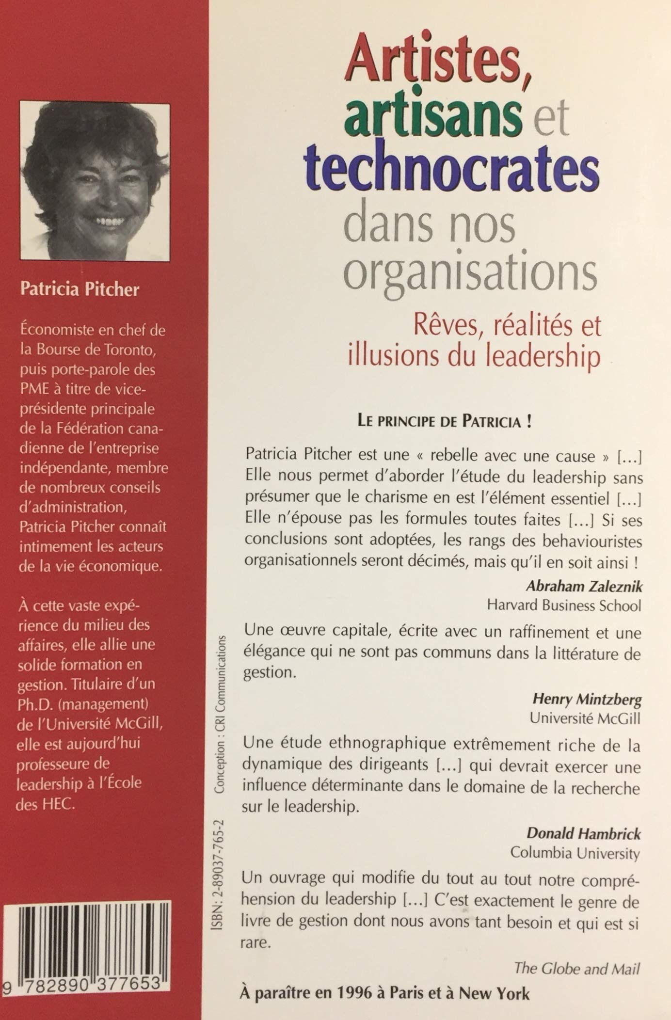 Livre Artistes, artisans et technocrates dans nos organisations - Patricia Pitcher (Livre d'occas...