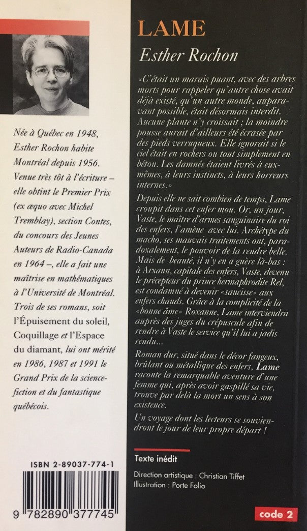 Livre Lame - Esther Rochon (Livre d'occasion) - ISBN 2890377741