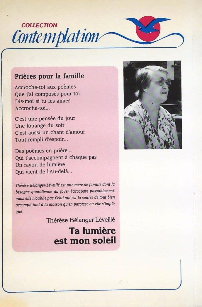Livre Ta lumière est mon soleil - Thérèse Bélanger-Léveillé (Livre d'occasion) - ISBN 2890399362
