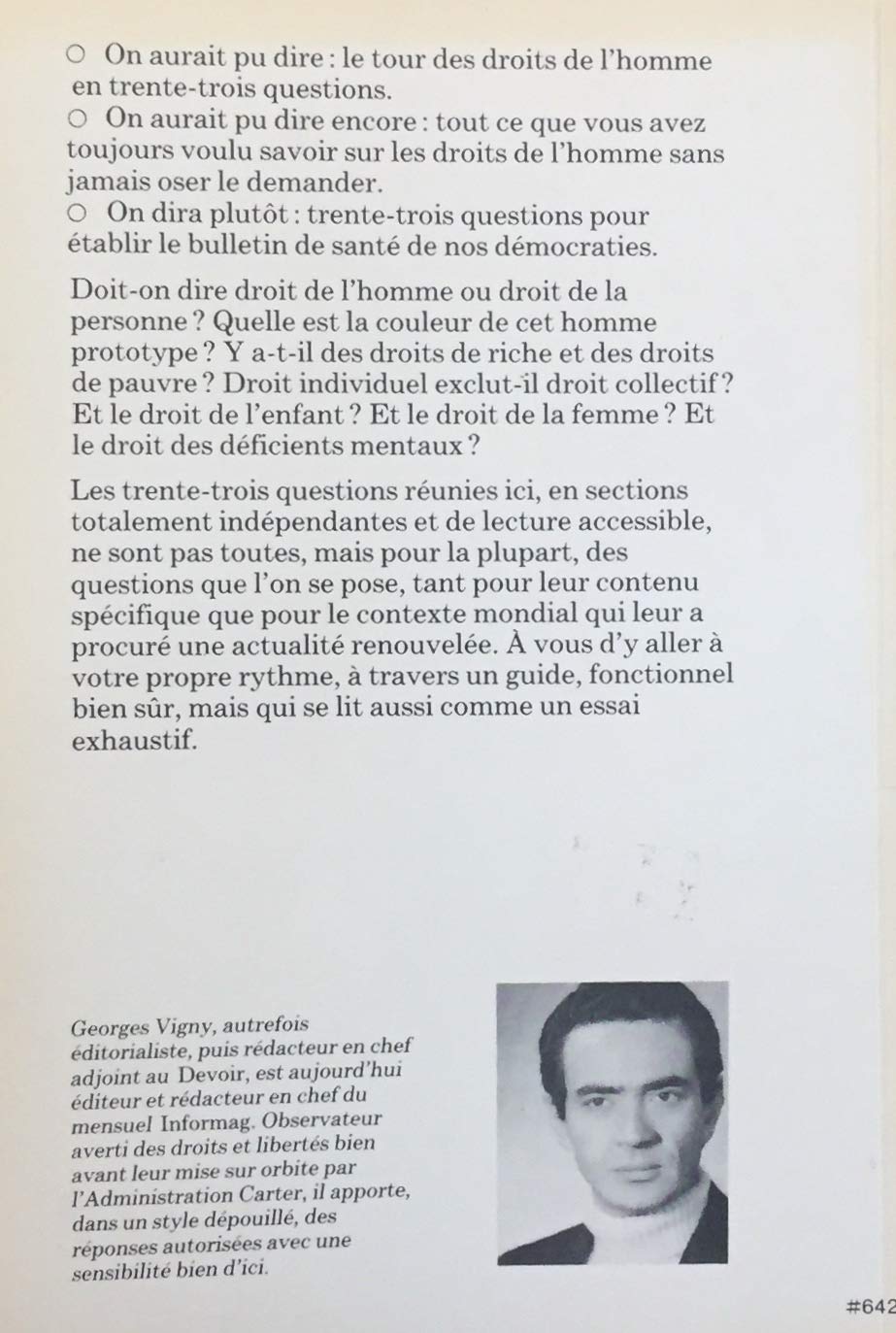 Livre Le guide des droits de la personne en 33 questions - Georges Vigny (Livre d'occasion) - ISB...