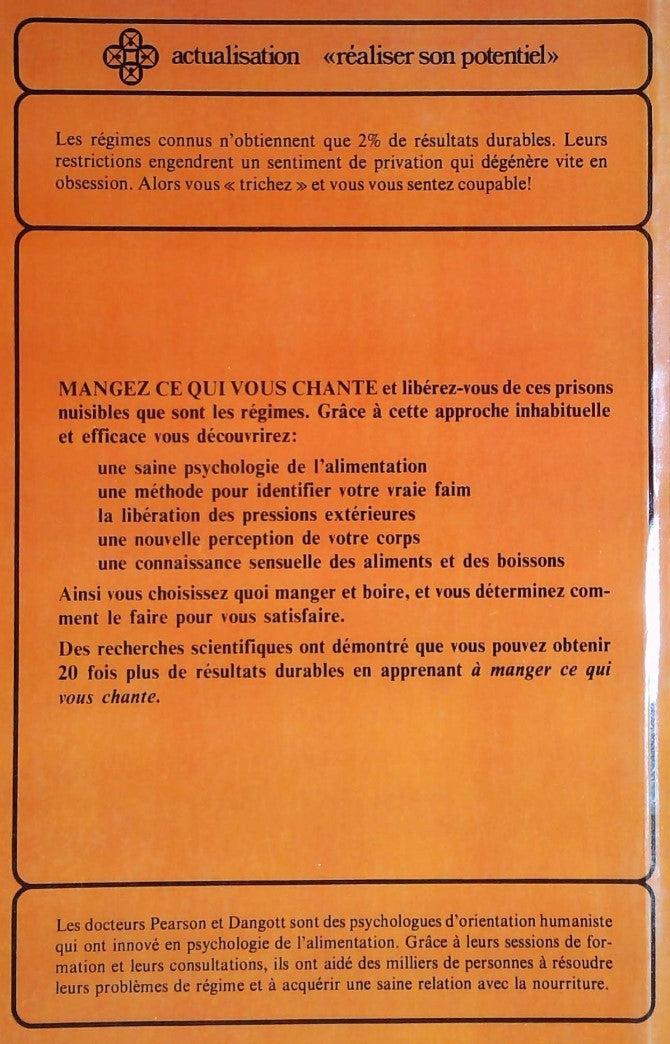 Livre Mangez ce qui vous chante : Le régime du psychologue - Dr Leonard Pearson (Livre d'occasion...