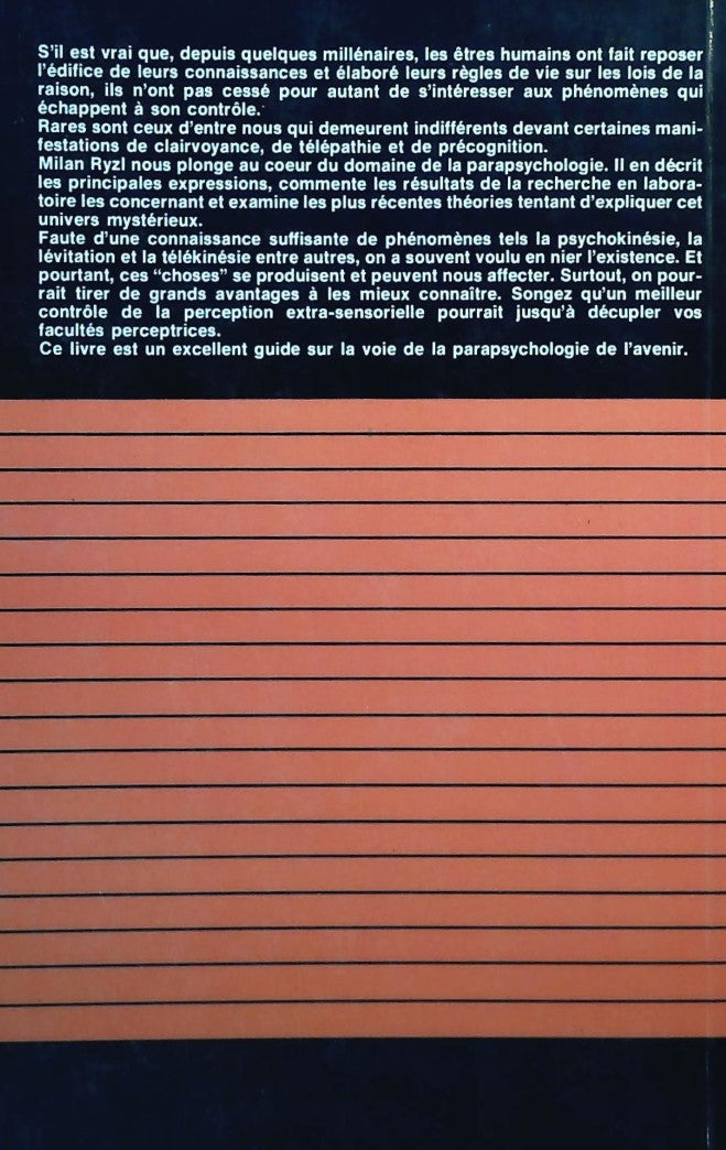 Livre Découvrez l'inconscient par la parapsychologie - Milan Ryzl (Livre d'occasion) - ISBN 28904...
