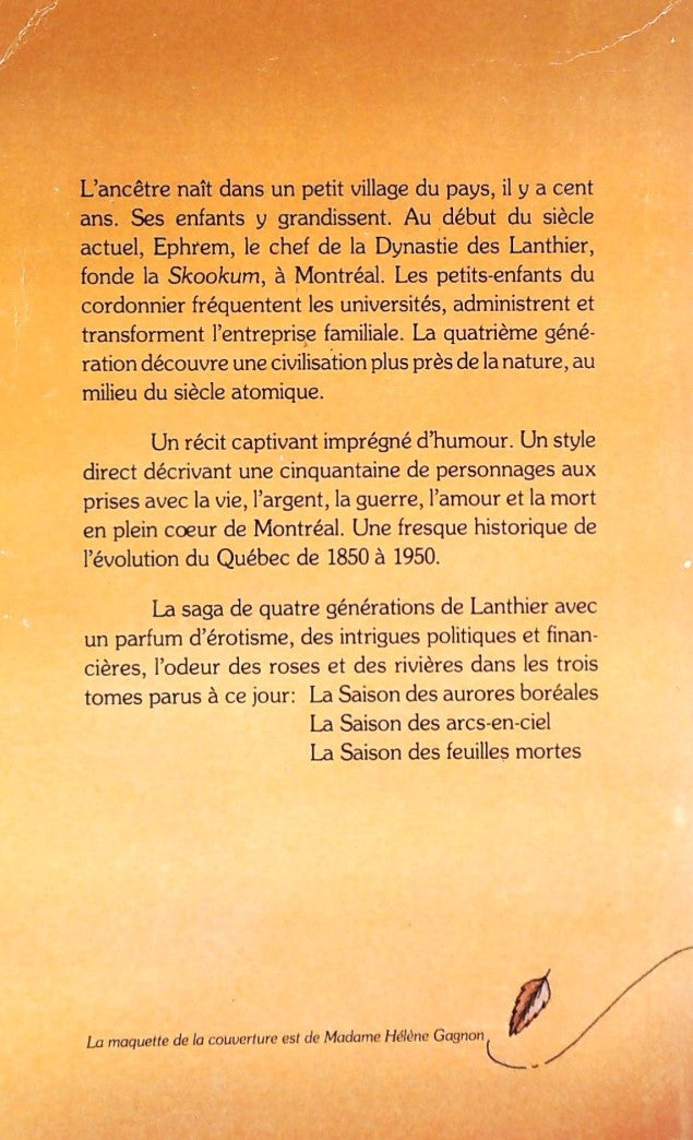 Livre La saison des feuilles mortes - Jacques Lamarche (Livre d'occasion) - ISBN 2890510018