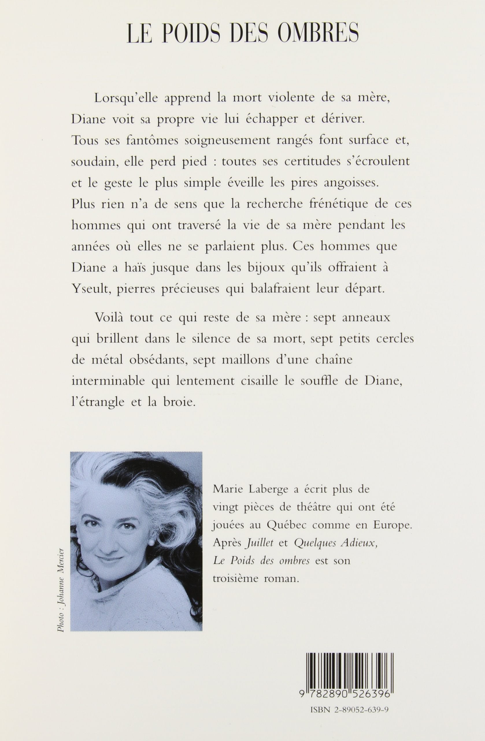 Livre Le poids des ombres - Marie Laberge (Livre d'occasion) - ISBN 2890526399