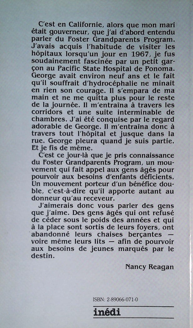 Livre Par amour des enfants : Un défi pour le 3e âge - Nancy Reagan (Livre d'occasion) - ISBN 289...