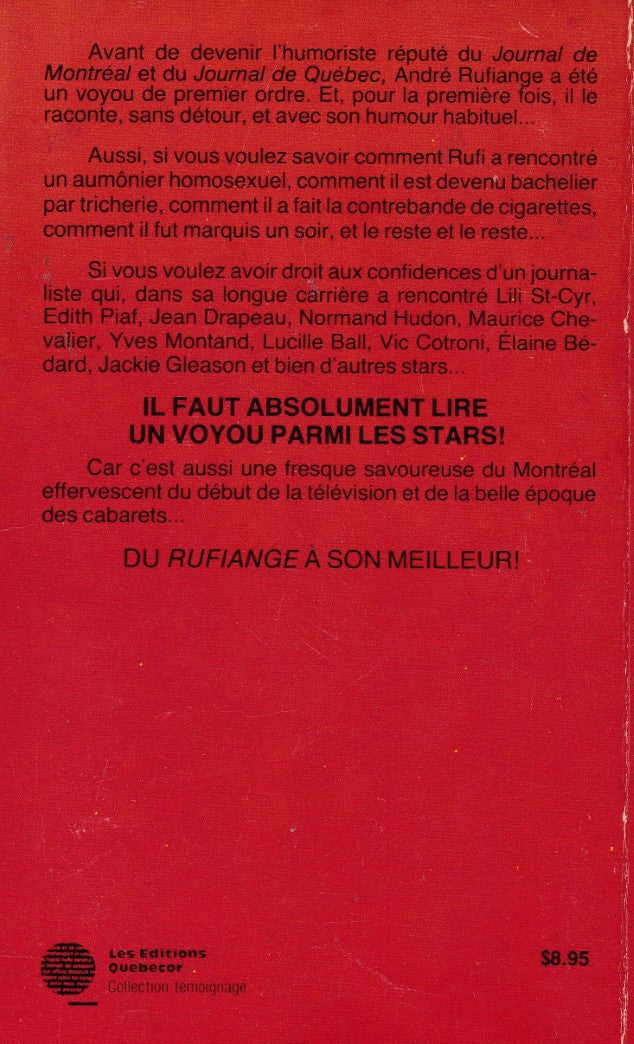 Livre Un voyou parmi les stars - André Rufiange (Livre d'occasion) - ISBN 2890891259