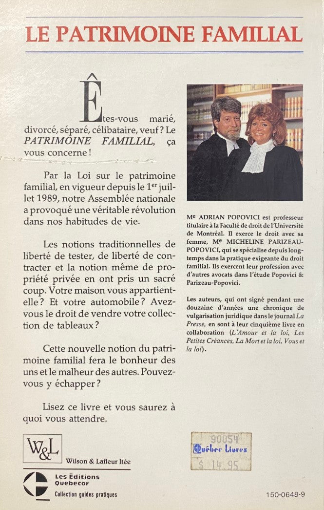 Livre Le Patrimoine Familial: Le révolution dans votre mariage et vos biens - Adrian Popovici (Li...